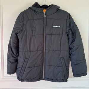 Timberland Black Puffer Hooded Winter Jacket Boy’s Size XL (18/20)
